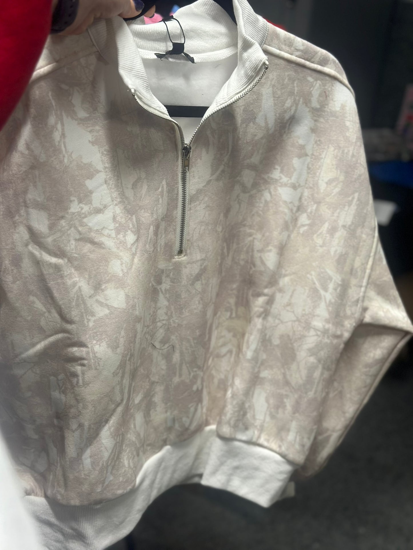 Camo Zip Up Collared Sweater