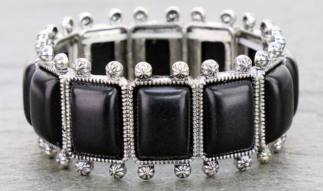 Western Rectangle Stone Double Stretch Bracelet