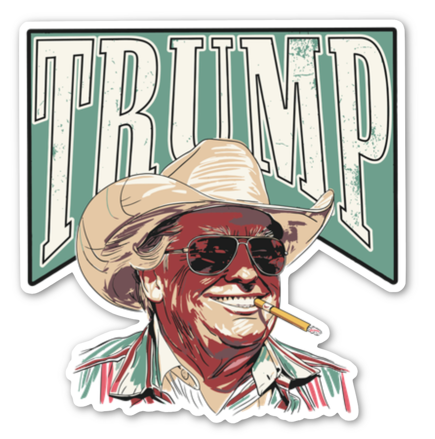 COWBOY TRUMP STICKER
