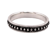 Bead Row 4mm Eternity Band Ring Sterling Silver