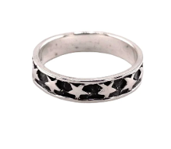 Star 5mm Band Ring Sterling Silver