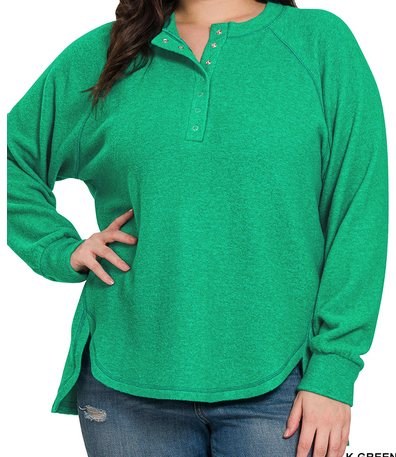 + brushed melange hacci oversized sweater