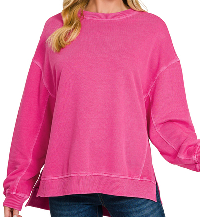 French terry pigment dye & enzyme washing pullover S-3XL