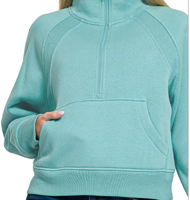 Fleece half zip kangaroo pocket sweatshirts *7 COLORS