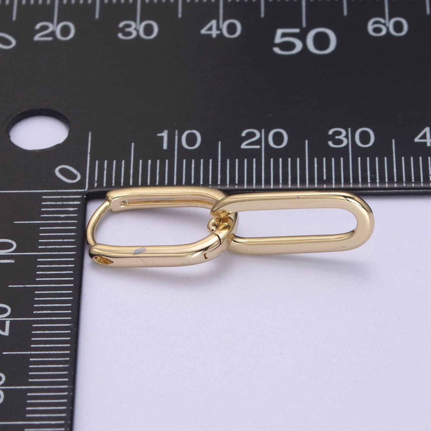 Gold Filled Oval Hoop Chunky Earrings With Dangle Link Chain Rectangular Hoop Earrings, Geometric Hoops T-295