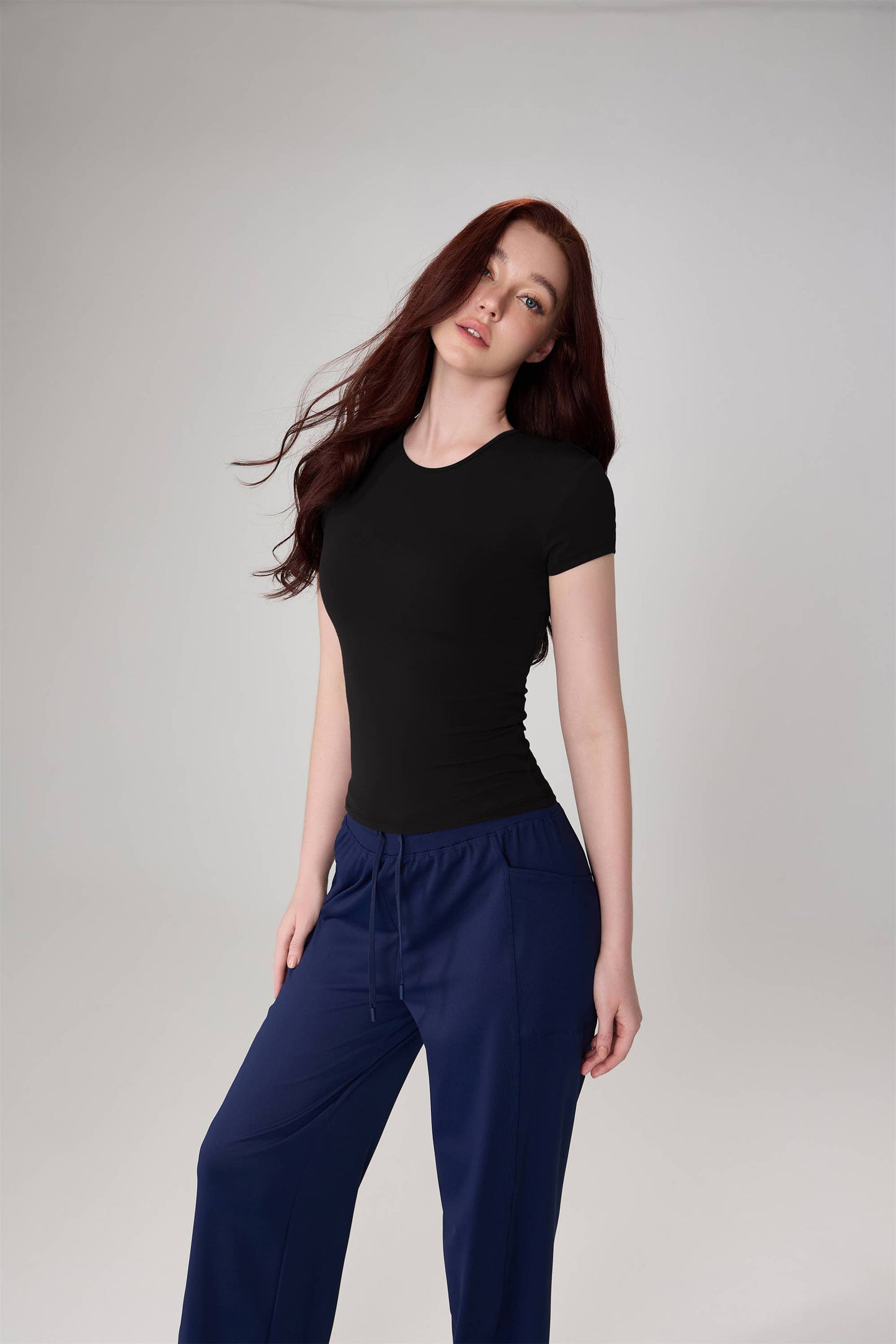 Tessa Crew Neck Sculpting Short Sleeve Active Top T-Shirt