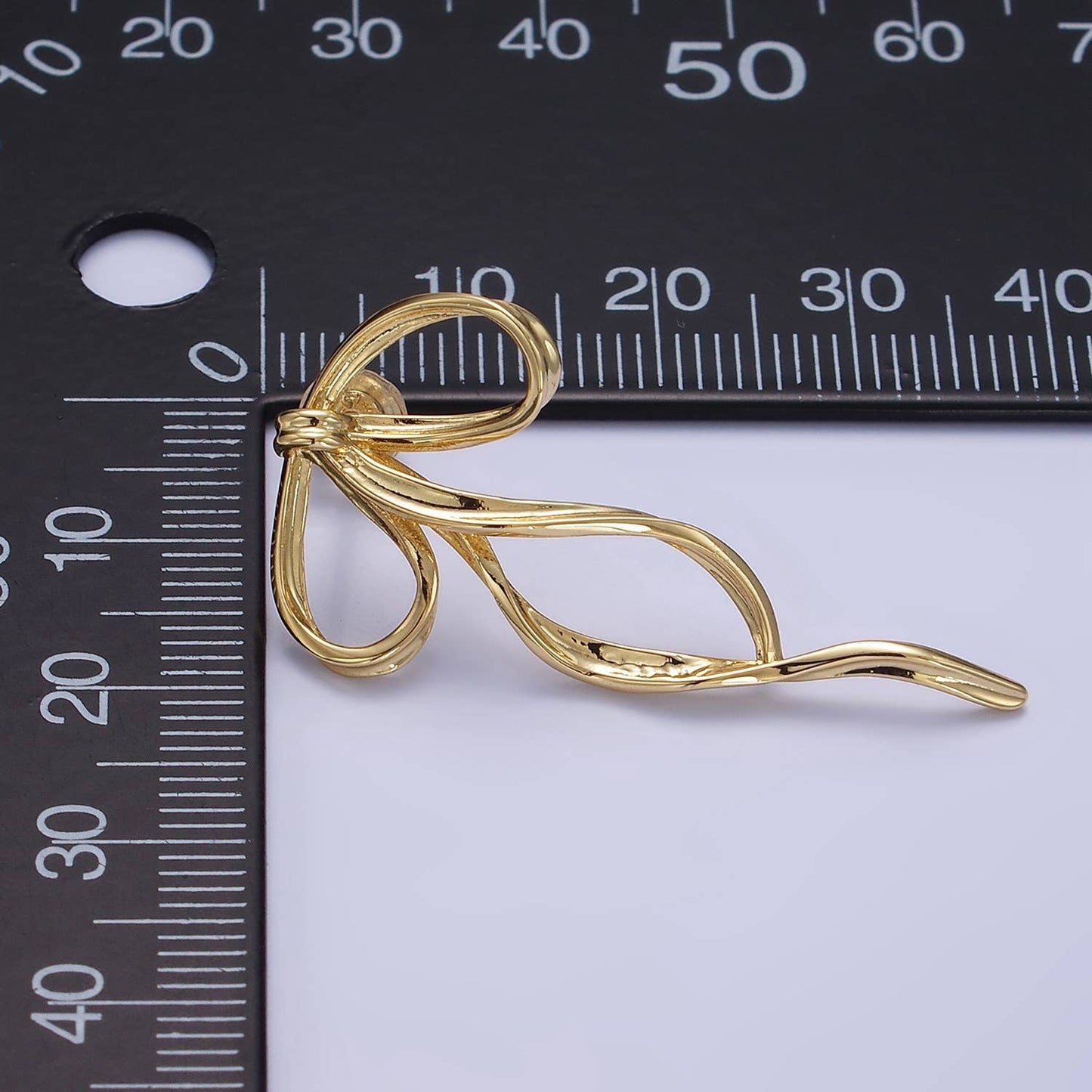 Gold Filled Curved Tied Ribbon Bow Stud Earrings