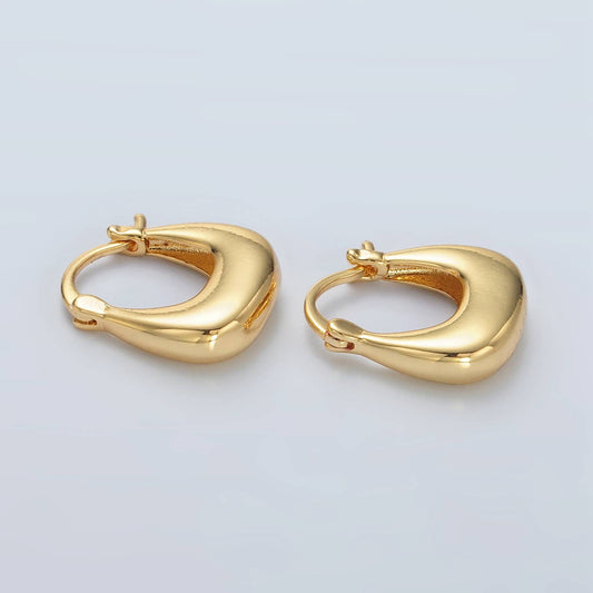 Gold Filled Dome Square Latch Hoop Earrings | T-211