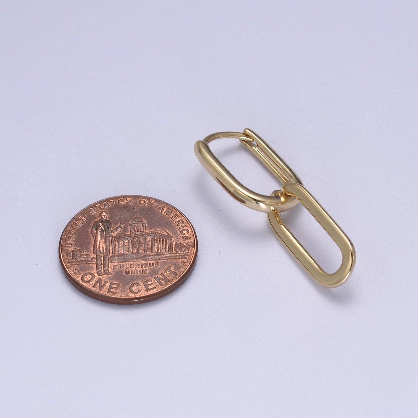 Gold Filled Oval Hoop Chunky Earrings With Dangle Link Chain Rectangular Hoop Earrings, Geometric Hoops T-295