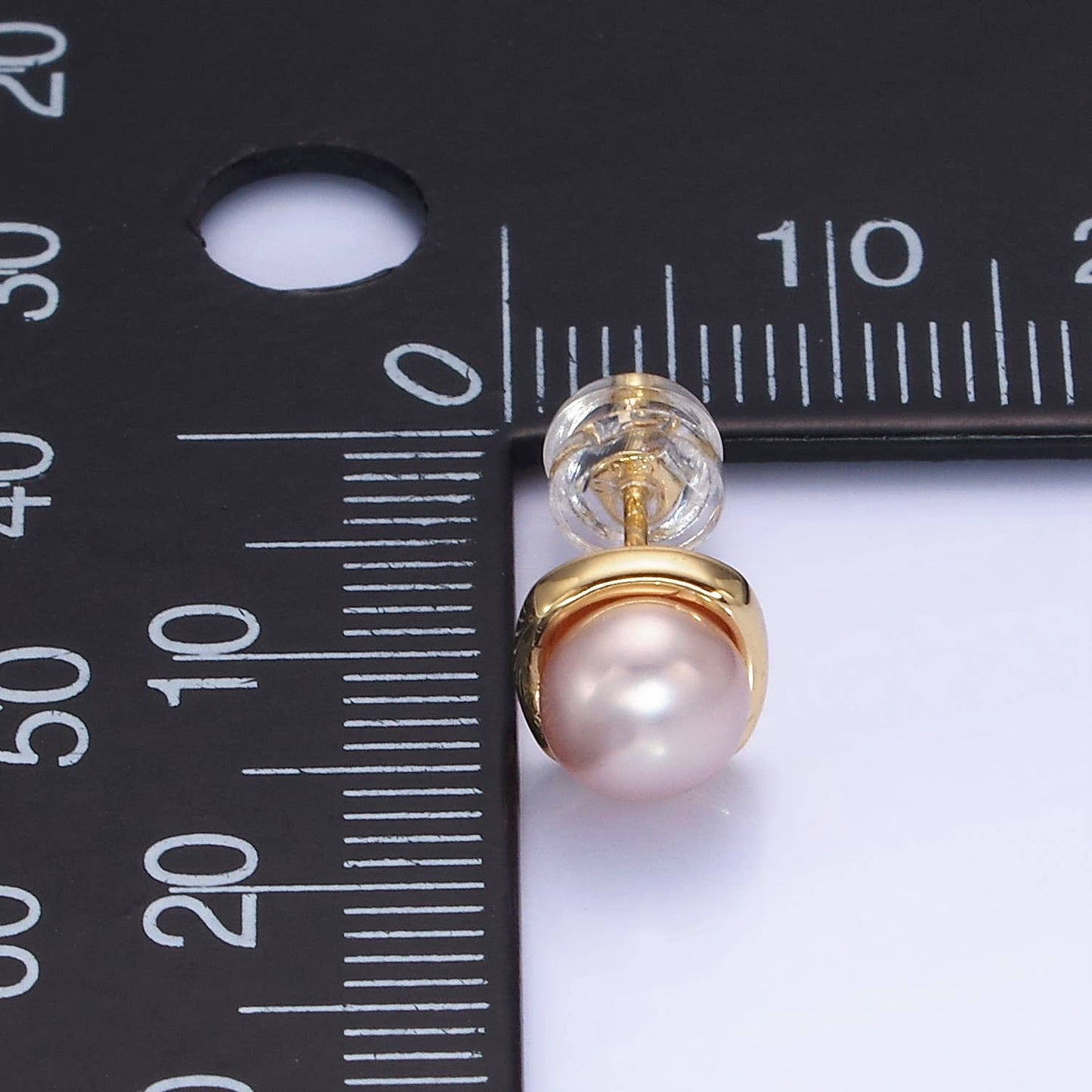 Gold Filled White, Pink, Purple Pearl Stud Earrings