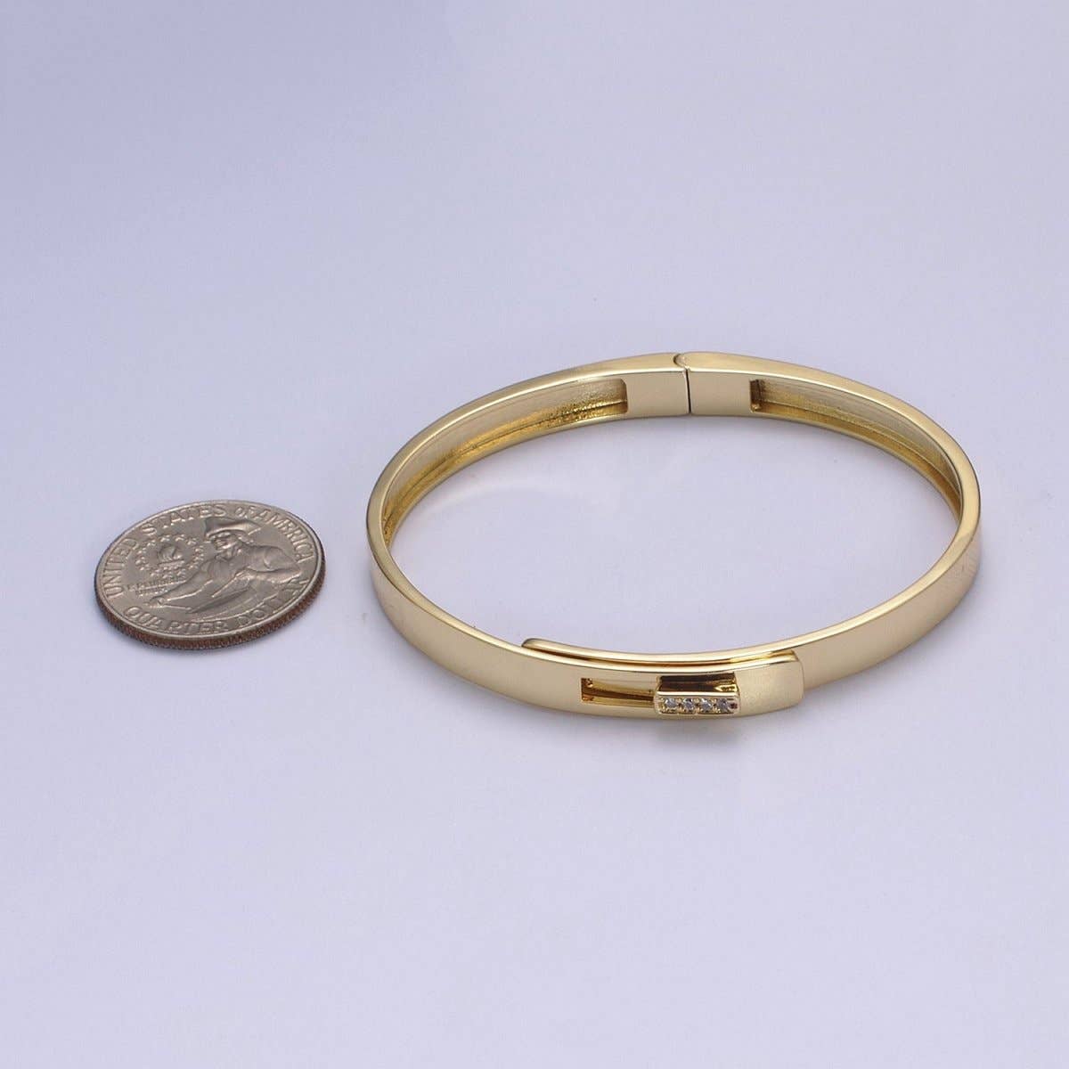 Minimalist Lock CZ Crystal Cubic Zirconia Paved Bangle Bracelet in Silver / Gold | WA-629 WA-630 Clearance Pricing