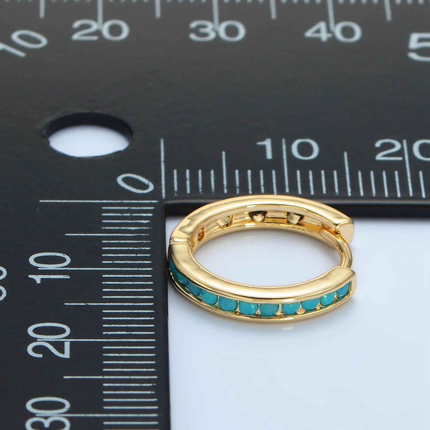 24K Gold Filled Turquoise Huggie Earrings | AD730