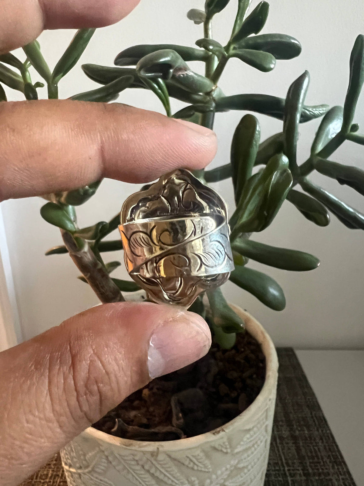 Natural turquoise statement ring, Tibetan silver, Adjustable
