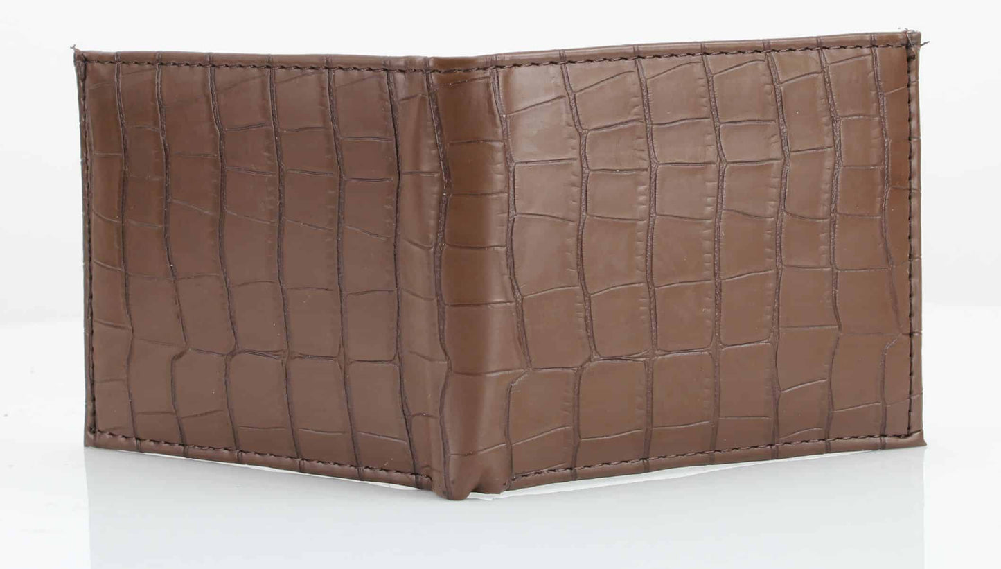 Lizard Print Embossed Vegan Leather Bi Fold Wallet