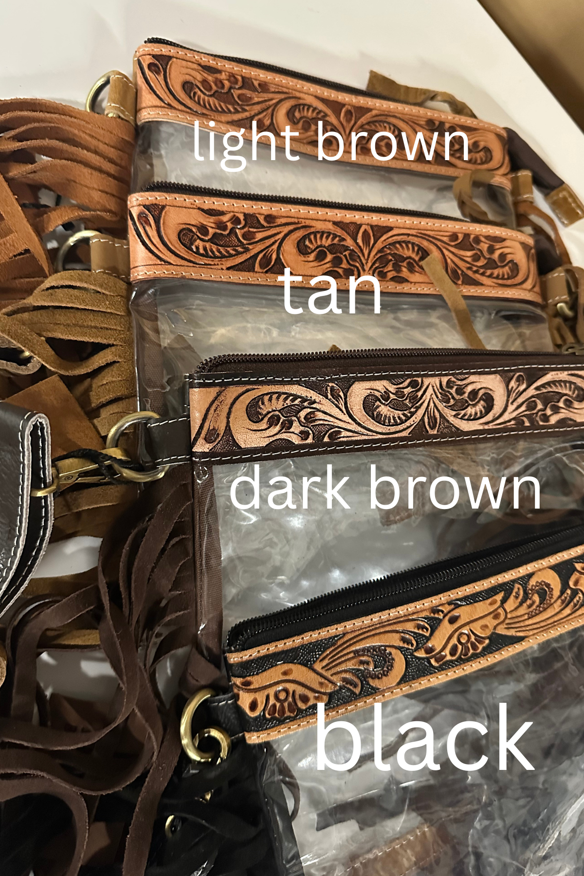 tooled leather clear concert purse