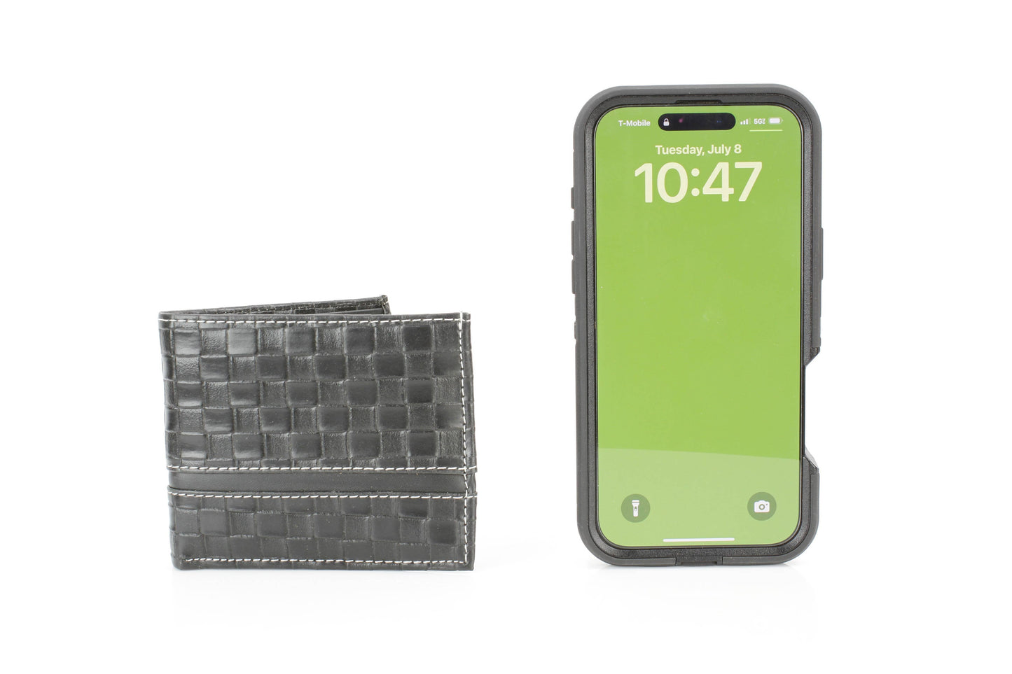 Vegan Bifold Wallet with Basket Weave Pattern VL 905