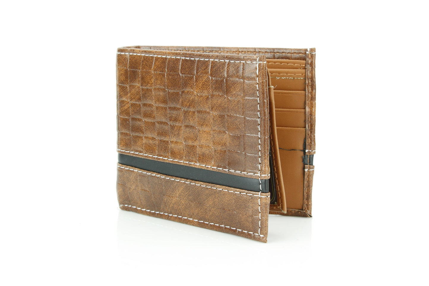Vegan Bifold Wallet with Basket Weave Pattern VL 905