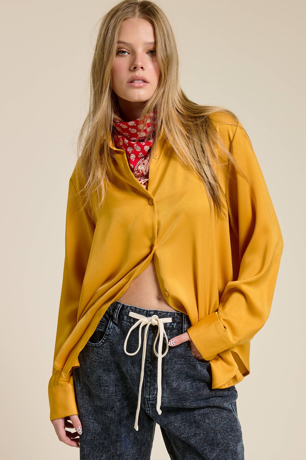 Silky Satin Button Down Shirt