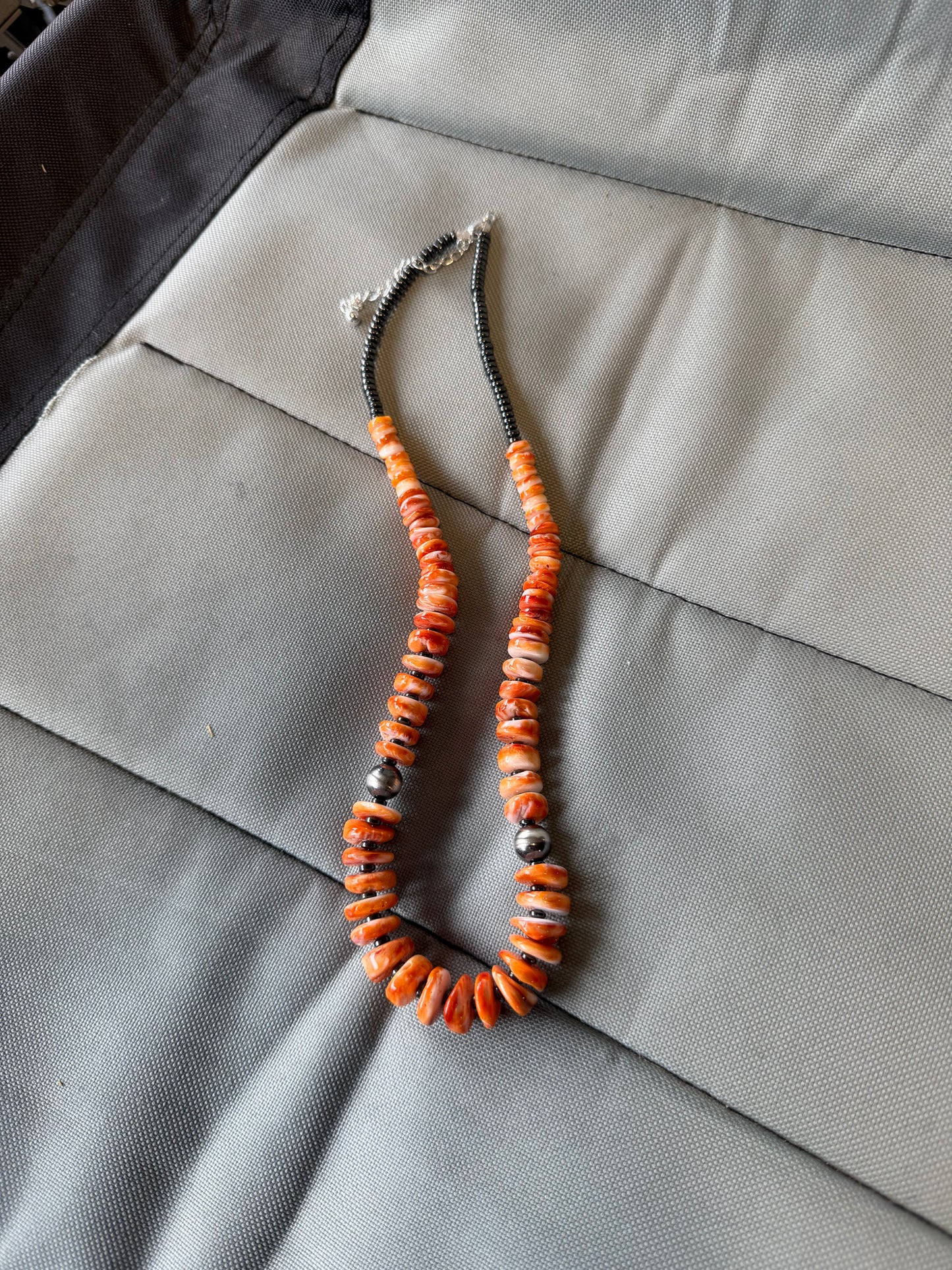 8-18 orange spiny graduated necklace