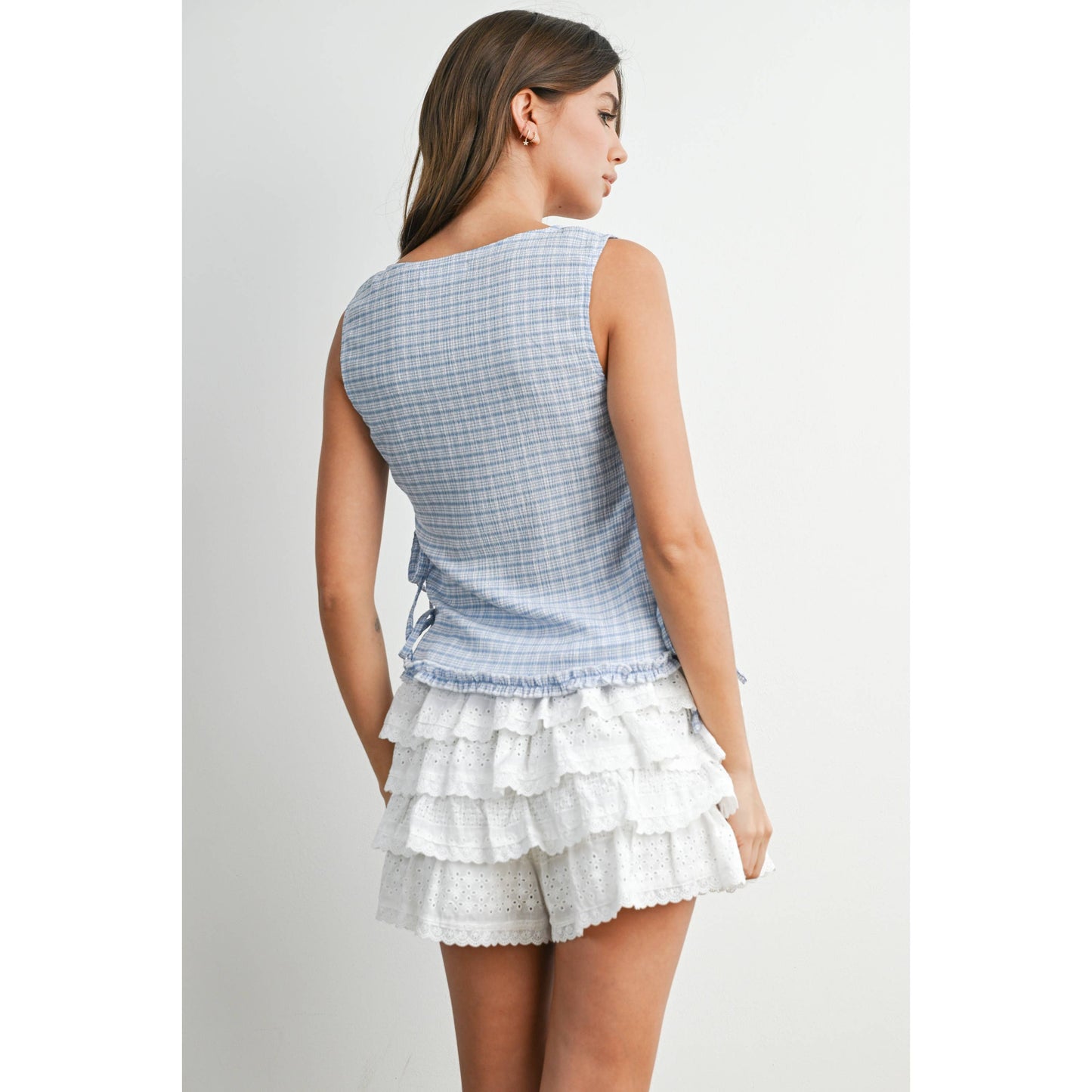 Checkered Ladder Lace-Up Vest - BMT8297