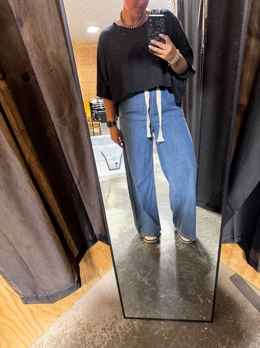 Drawstring Waistband Denim Pants