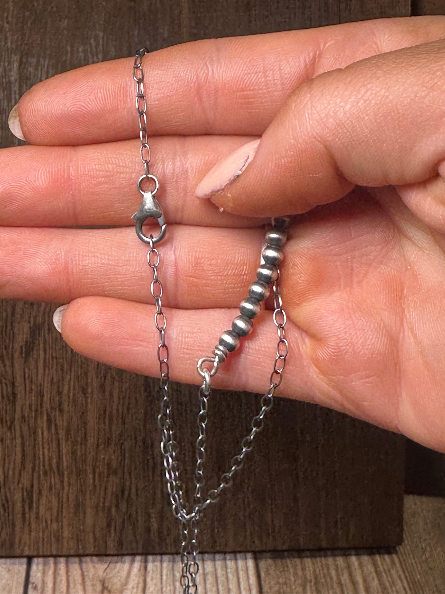 Navajo Sterling Silver Beaded Chain Necklace