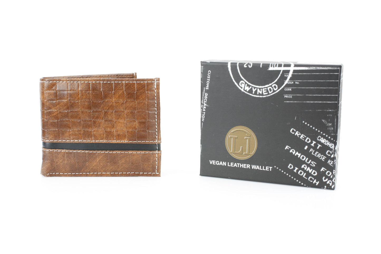 Vegan Bifold Wallet with Basket Weave Pattern VL 905