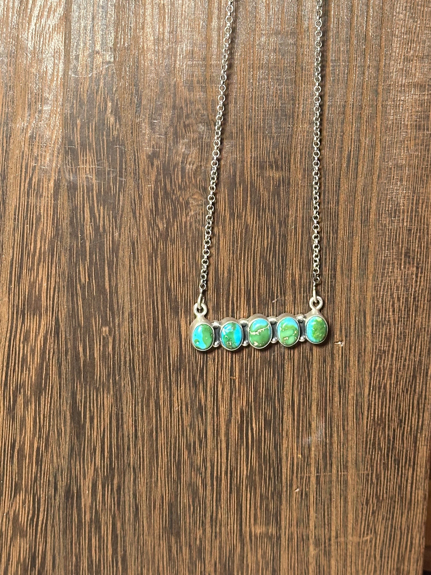 Handmade Sterling Silver & Sonoran Mountain Turquoise Bar Necklace