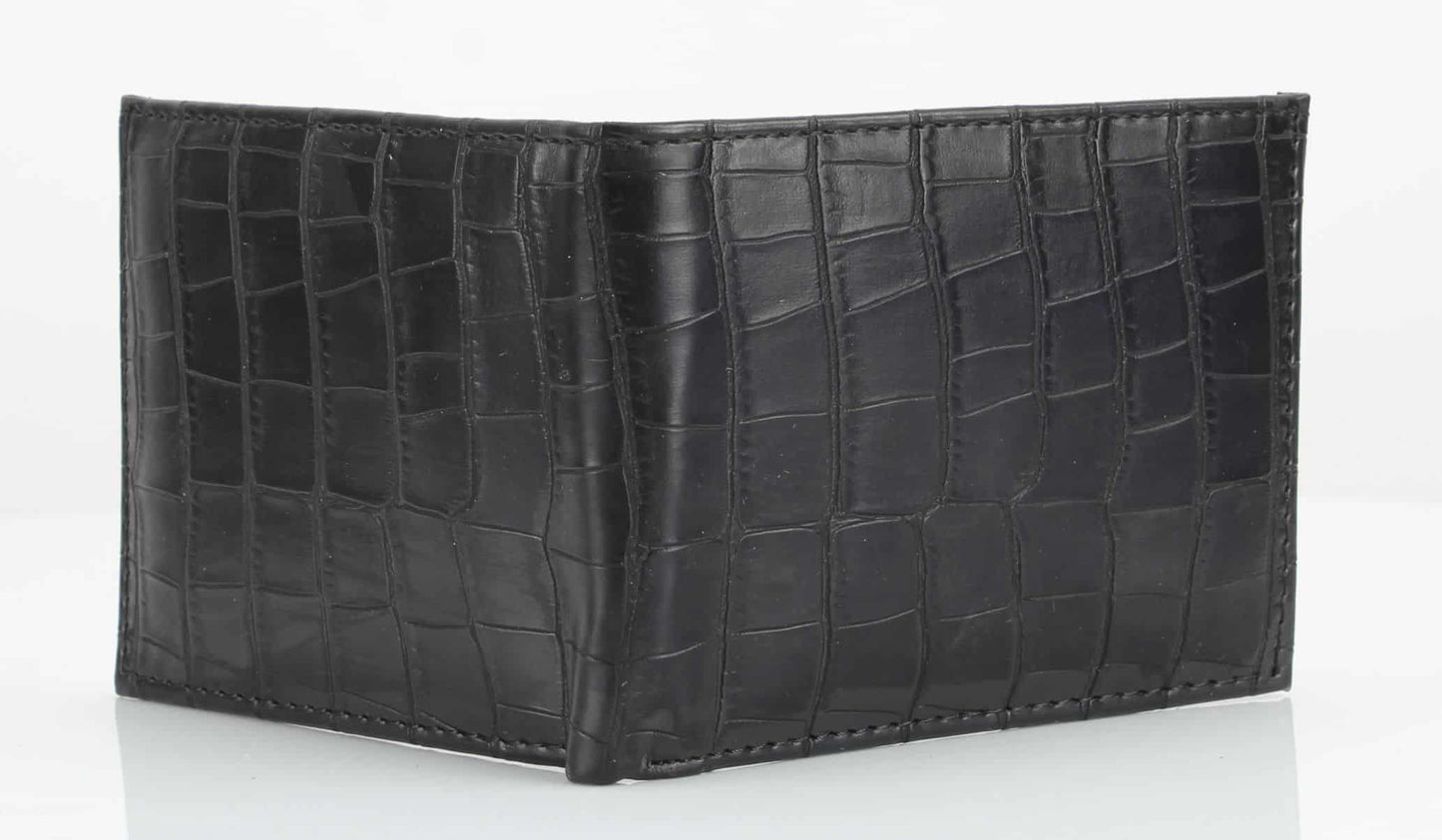 Lizard Print Embossed Vegan Leather Bi Fold Wallet