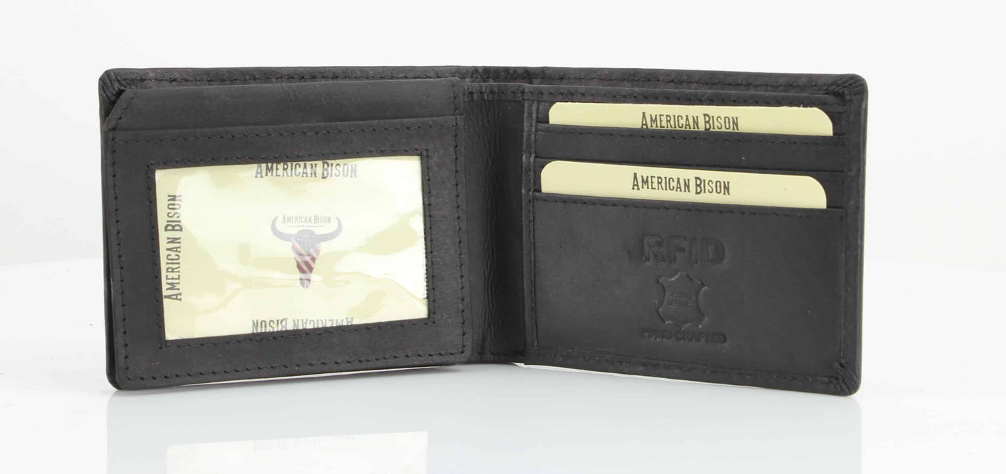 American Flag Embossed Distressed Leather Bi Fold Wallet