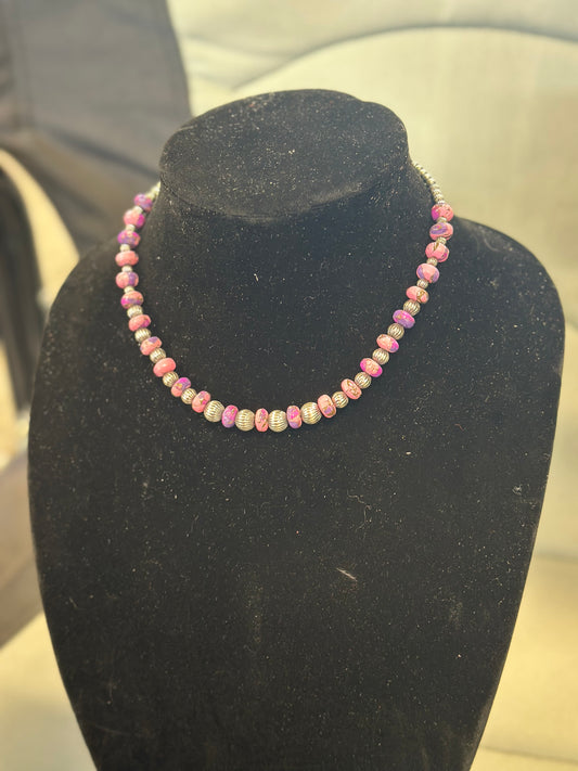 Natural Mohave x corrugated pearl necklace