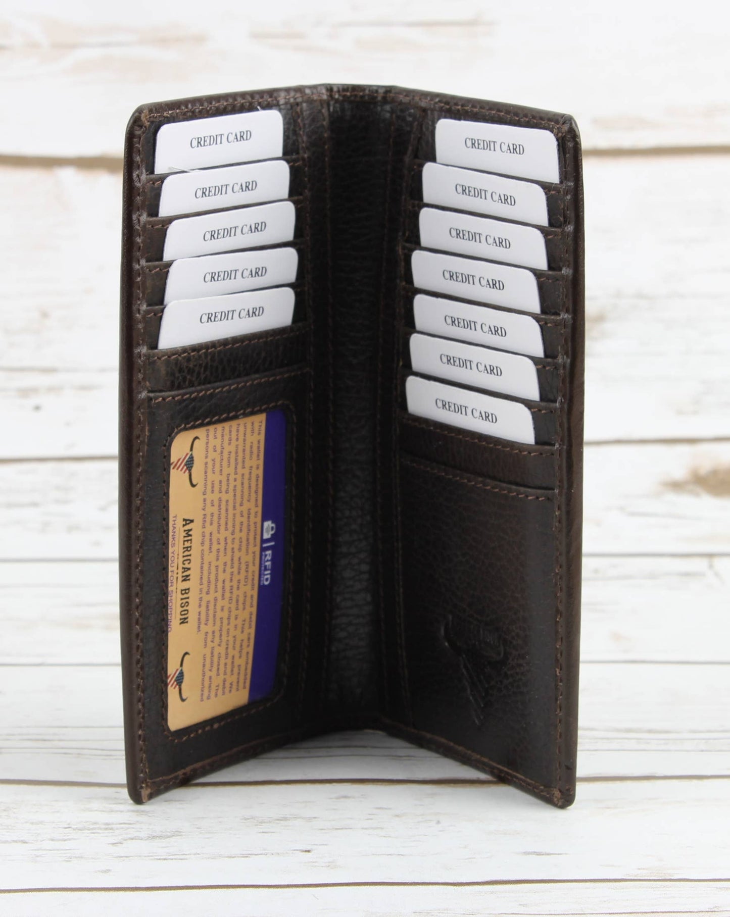 Tooled Leather Men's Long Wallet In Brown AB W05 Brown