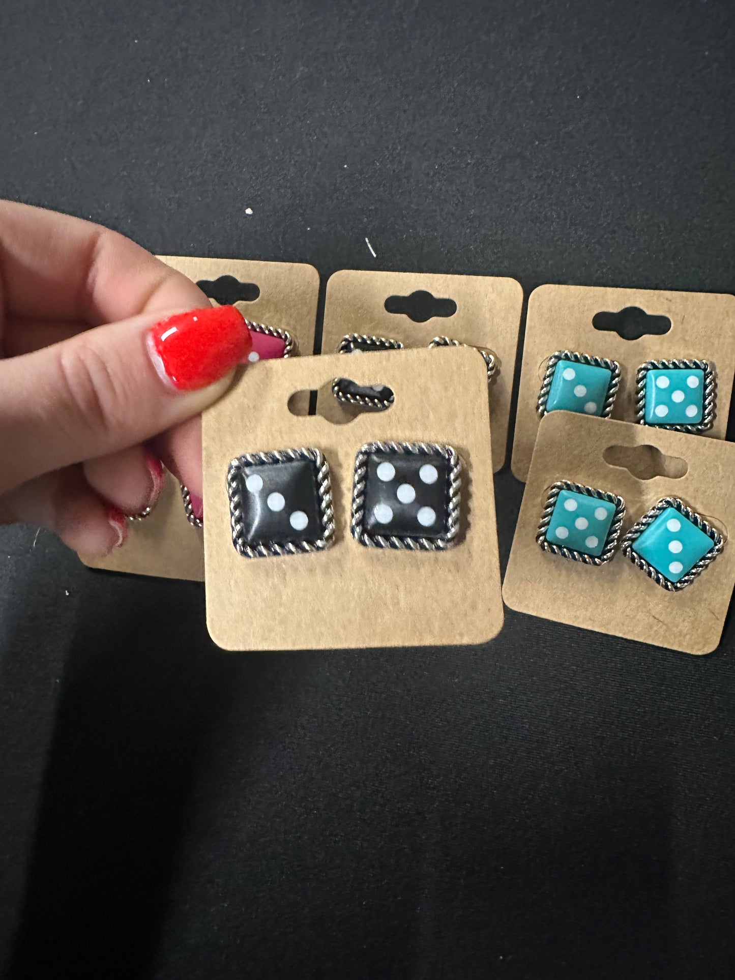 Dice theme stud earrings