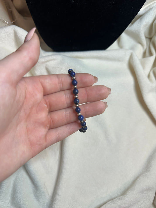 4mm sterling x blue lapis bracelet