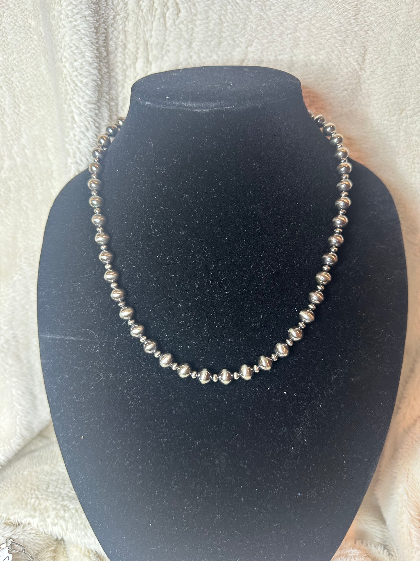 4mm+8mm sterling silver pearl necklace
