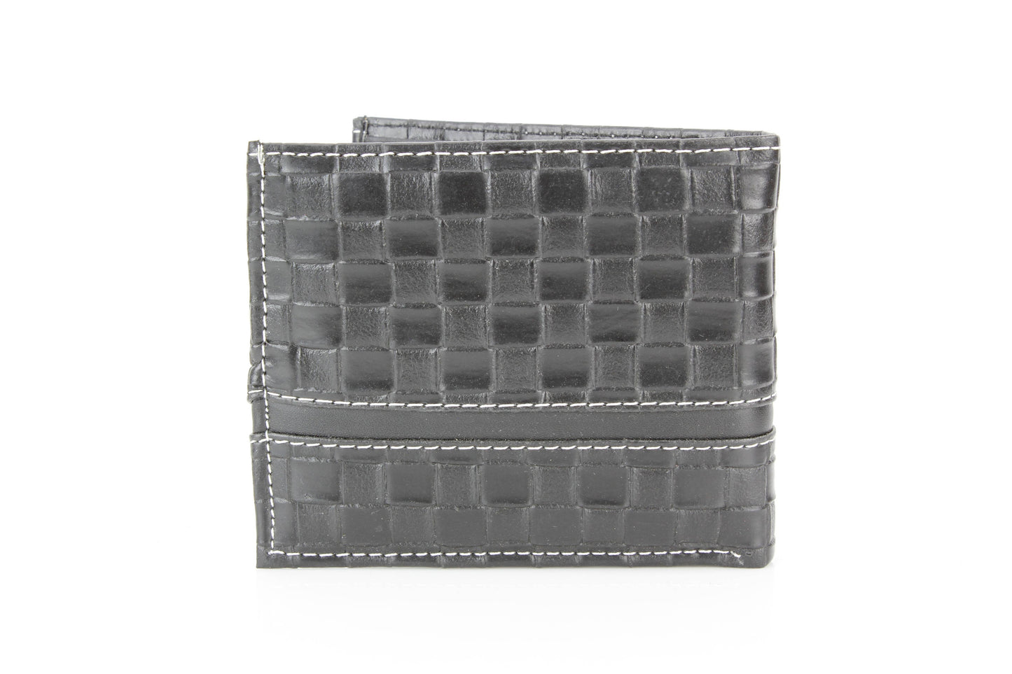 Vegan Bifold Wallet with Basket Weave Pattern VL 905