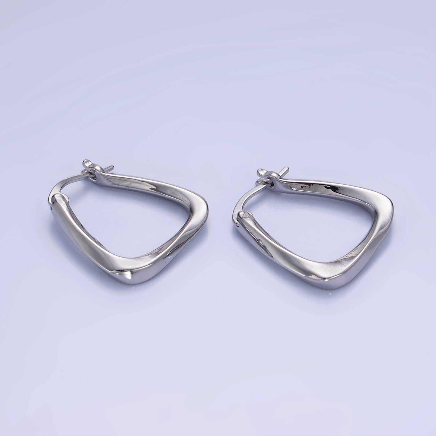 14K Gold Filled Twisted Edged Triangle Latch Hoop Earrings