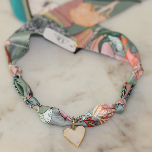 Callie Heart Scarf Necklace - gold pearl necklace