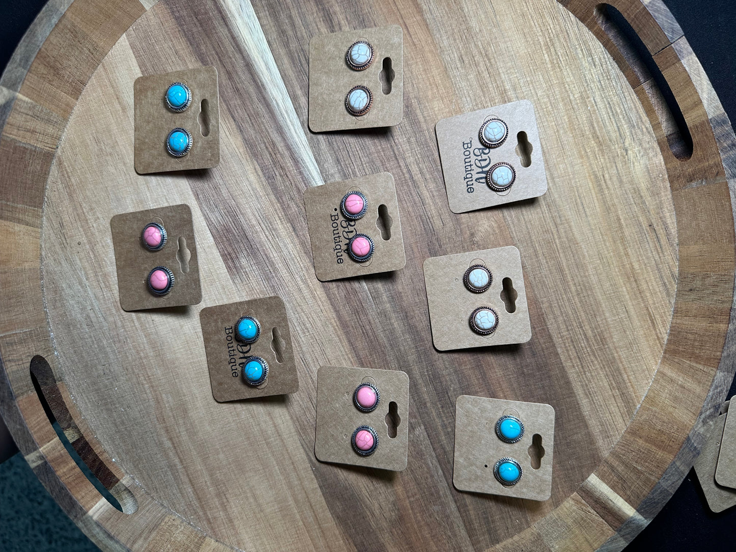 Minimal stone stud earrings *3COLORS