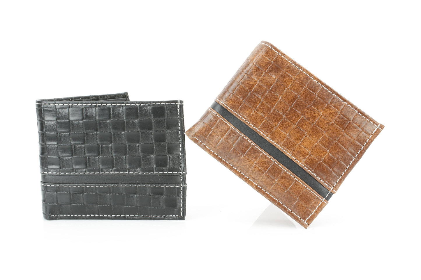 Vegan Bifold Wallet with Basket Weave Pattern VL 905