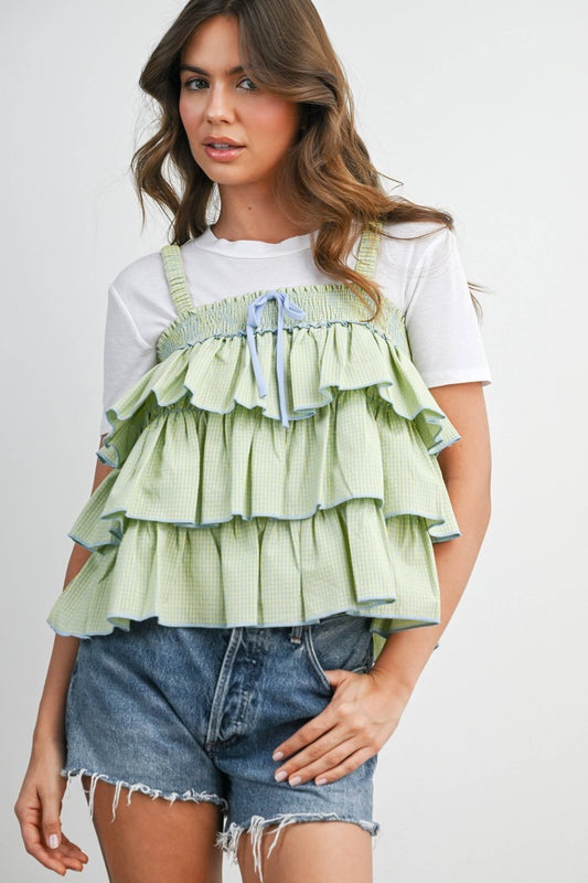 Ruffled Checkered Cami - BMT8395