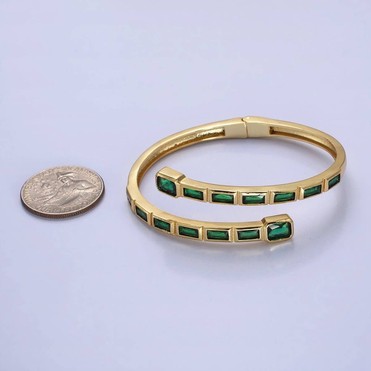 Gold Wrist Bangle Emerald Cut Cz Bangle Bracelet Silver Bracelet Blue Sapphire, Emerald Green, Clear CZ | WA-1687 to WA-1691 Clearance Pricing