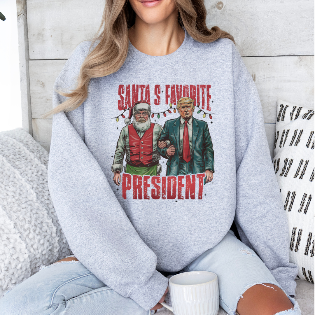 santas favorite president trump tshirt/crewneck