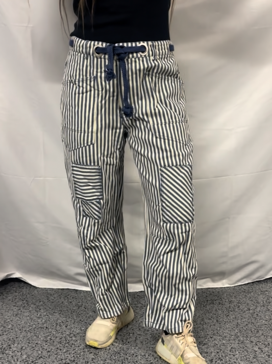 Striped Twill Barrel Pants