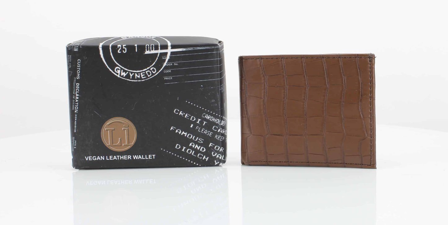 Lizard Print Embossed Vegan Leather Bi Fold Wallet