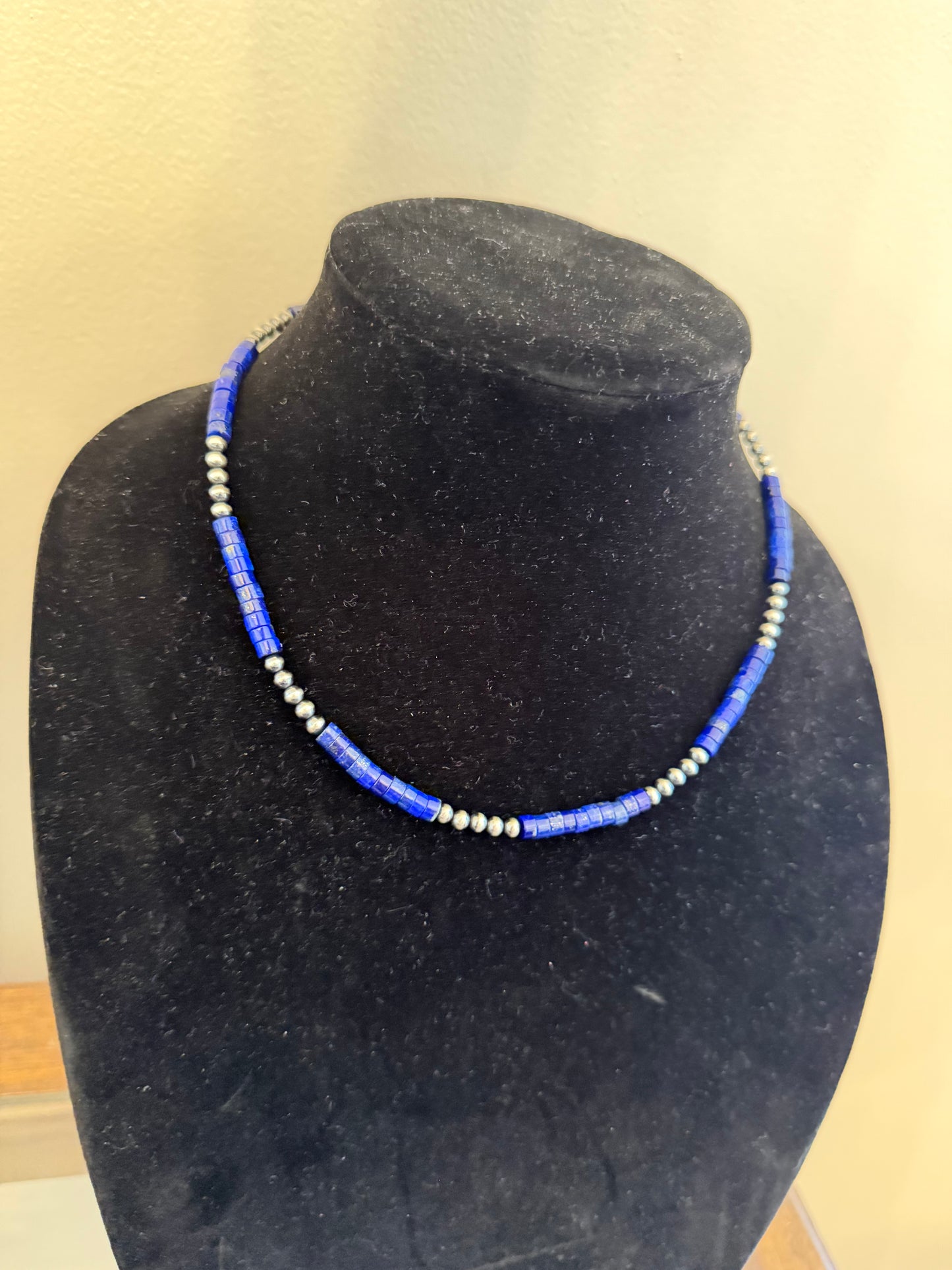4mm x blue lapis heishi necklace