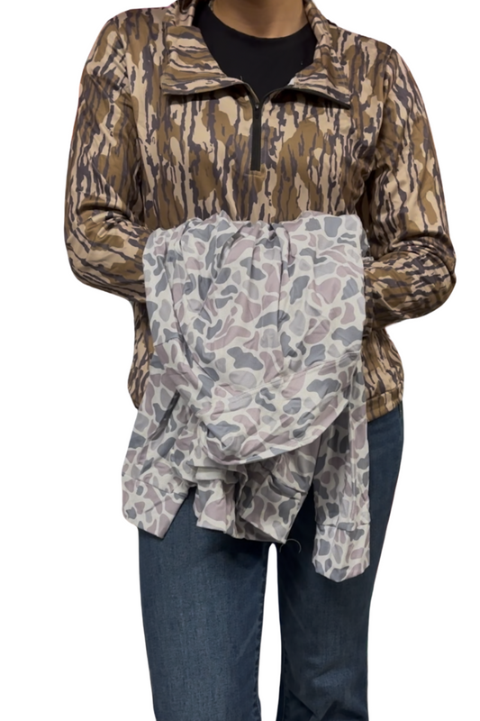 Camouflage Long Sleeve Tee Shirts Zip Pullovers Tops