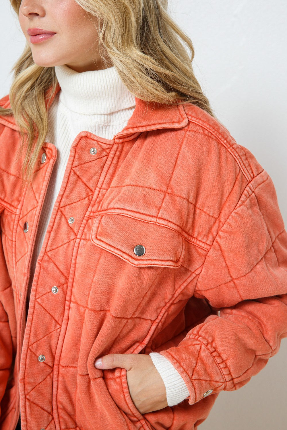 Garment Stone Washed Quilted Jacket *2COLORS