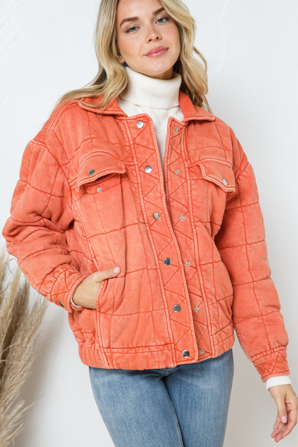 Garment Stone Washed Quilted Jacket *2COLORS
