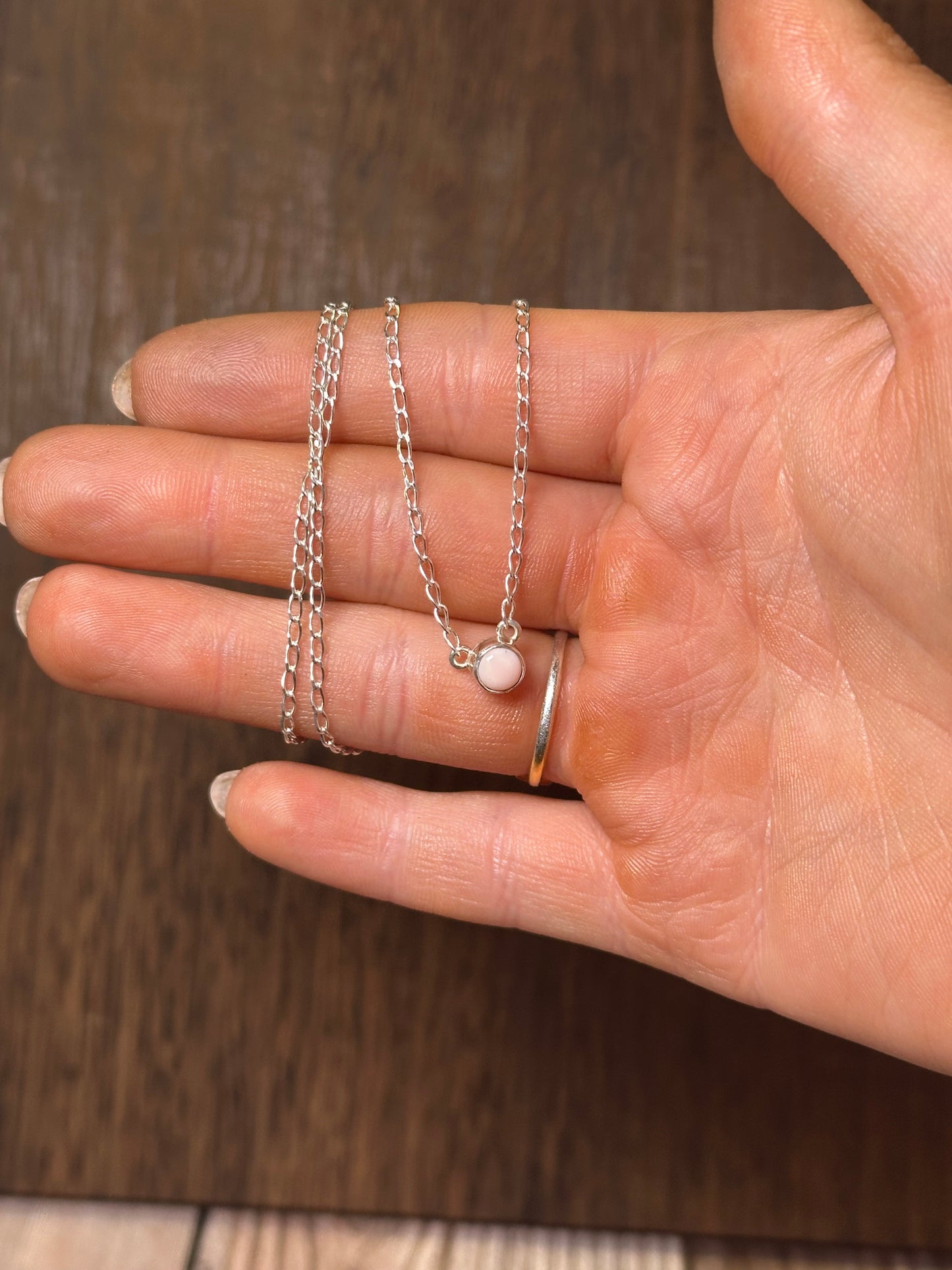 Navajo Queen Pink Conch And Sterling Silver Dot Necklace